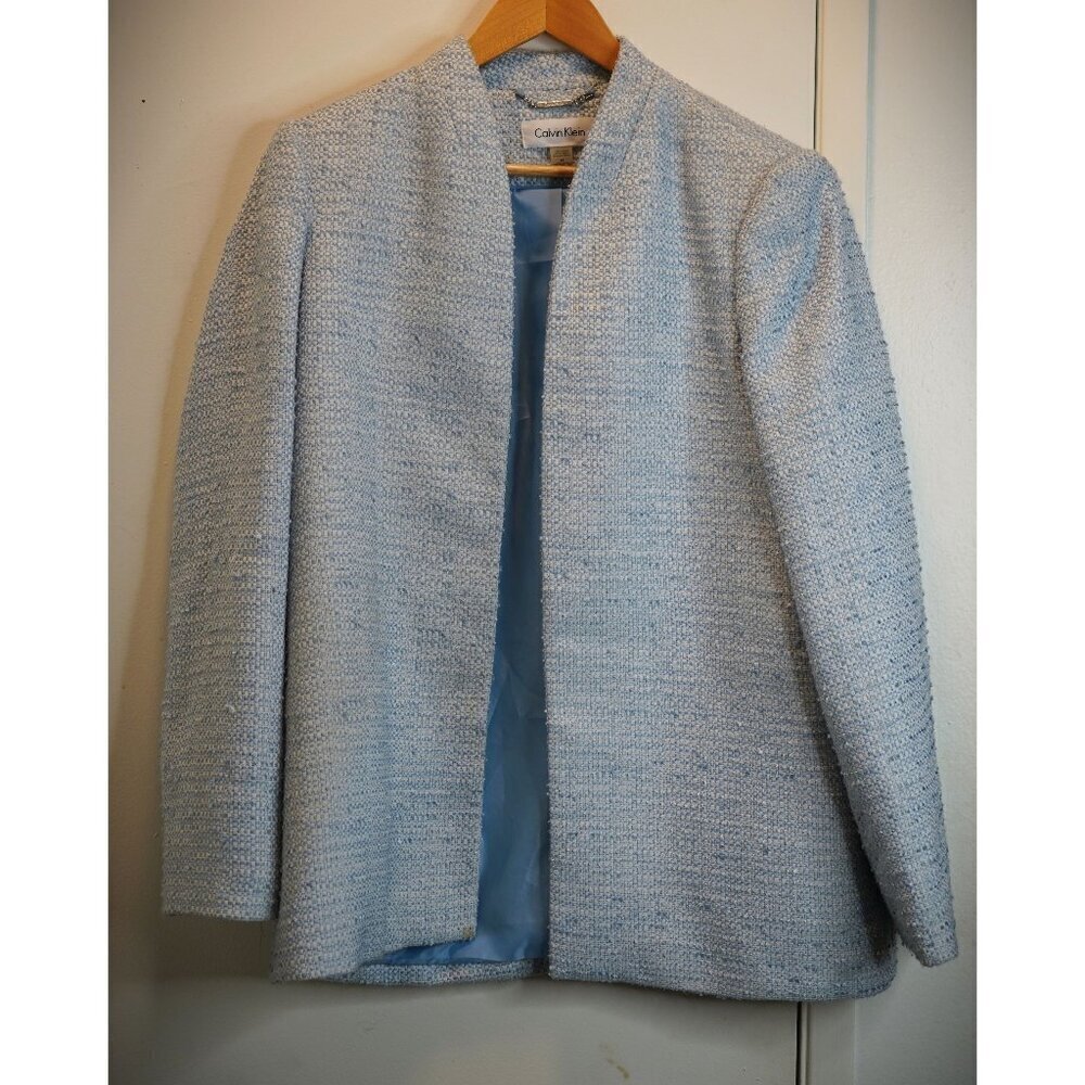 Calvin Klein Women’s Blazer Size 14 Light Blue Business Casual Jacket Coat